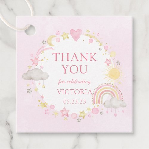 Boho Watercolor Rainbow Girl Baby Shower Favor Tags