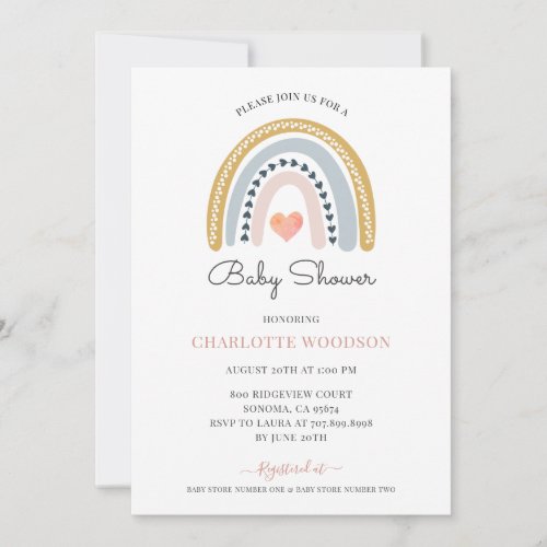 Boho Watercolor Rainbow Girl Baby Shower Invitatio Invitation