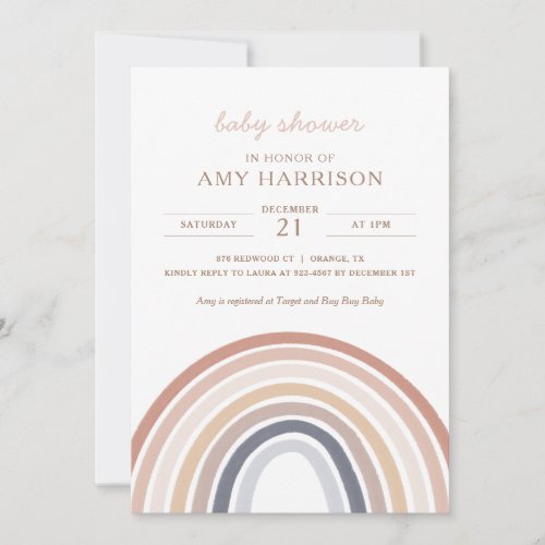 Boho Watercolor Rainbow Girl Baby Shower Invitatio Invitation