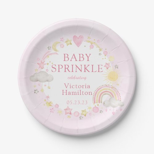 Boho Watercolor Rainbow Girl Baby Sprinkle Paper Plates