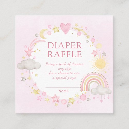 Boho Watercolor Rainbow Girl Diaper Raffle Enclosure Card