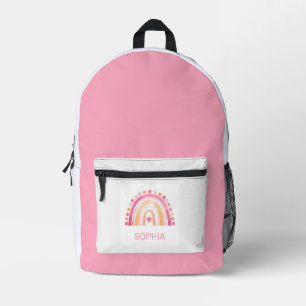 Boho Watercolor Rainbow in Pink personalized Printed Backpack