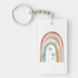 Boho Watercolor Rainbow Keychain