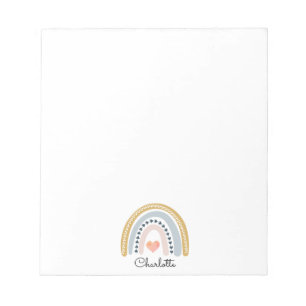 Boho Watercolor Rainbow Kid's Personalized Gel Mo Notepad