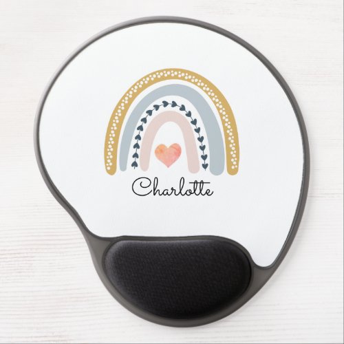 Boho Watercolor Rainbow Kids Personalized  Gel Mouse Pad