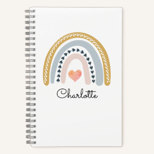 Boho Watercolor Rainbow Kid's Personalized  Notebook