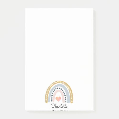 Boho Watercolor Rainbow Kids Personalized  Post_it Notes