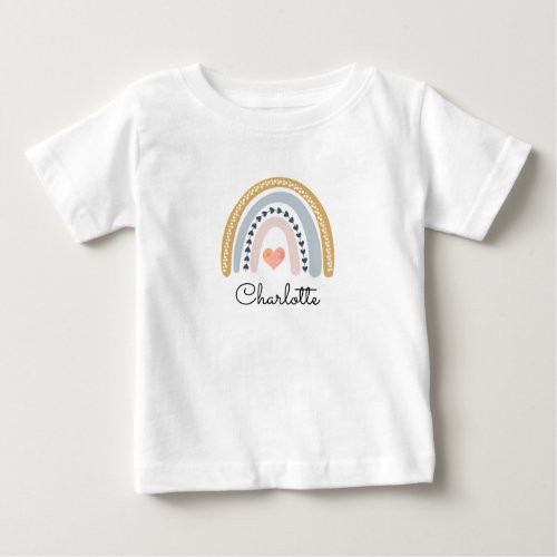 Boho Watercolor Rainbow Kids Personalized   T_Shi Baby T_Shirt