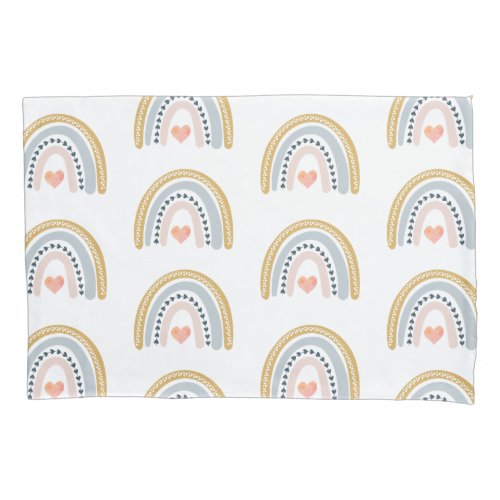 Boho Watercolor Rainbow Pattern Pillow Case