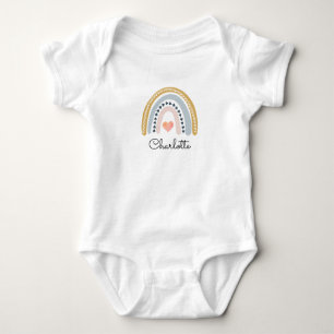 Boho Watercolor Rainbow Personalized Girl Baby Bodysuit