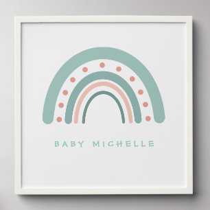 Boho Watercolor Rainbow Personalized Peel And Stick Photo Tile