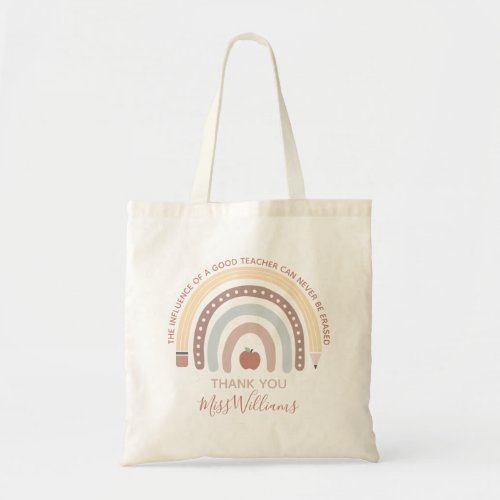 Boho Watercolor Rainbow Thank You Teacher Tote Bag