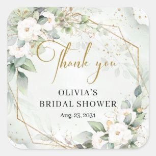 Boho watercolor red and pink roses Bridal Shower Square Sticker