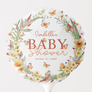 Boho Watercolor Rustic Wildflowers Baby Shower Balloon
