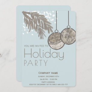 Boho watercolor snow ornaments corporate Holiday  Invitation