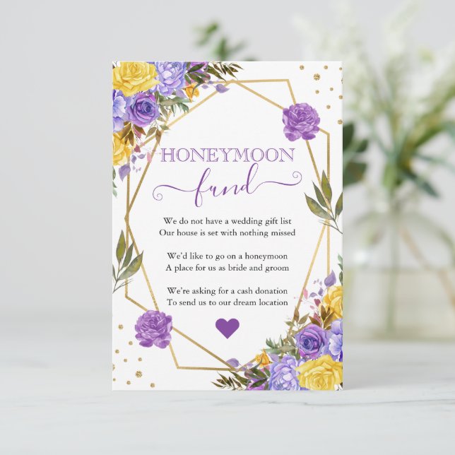 Boho Watercolor Spring Flowers Honeymoon Fund Enclosure Card (Standing Front)