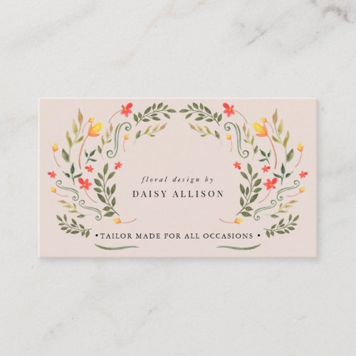 Boho Watercolor Spring Wildflower  Business Card