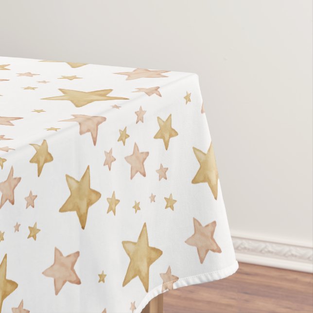 Boho Watercolor Star Baby Shower Tablecloth (In Situ)