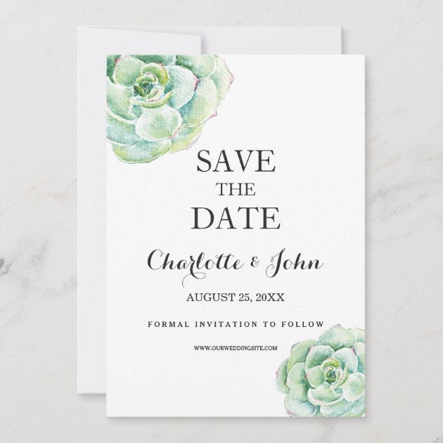 Boho Watercolor Succulent Wedding Save The Dates Save The Date