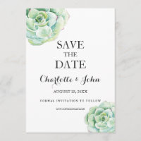 boho watercolor succulent wedding save the dates save the date