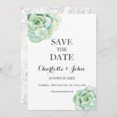 boho watercolor succulent wedding save the dates save the date (Front/Back)