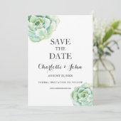 boho watercolor succulent wedding save the dates save the date (Standing Front)