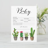 Boho Watercolor Succulents Baby Predictions Card (Standing Front)