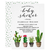 Boho Watercolor Succulents Baby Shower Invitation