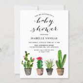 Boho Watercolor Succulents Baby Shower Invitation (Front)