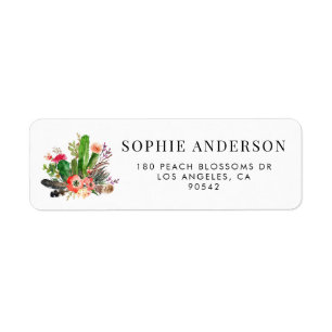 Boho Watercolor Succulents Floral Address Label