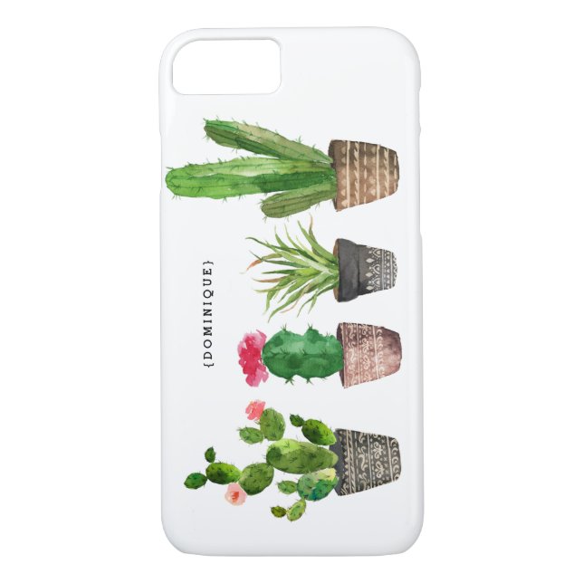 Boho Watercolor Succulents Personalized Case-Mate iPhone Case (Back)