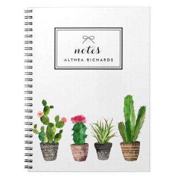 Boho Watercolor Succulents Personalized Notebook