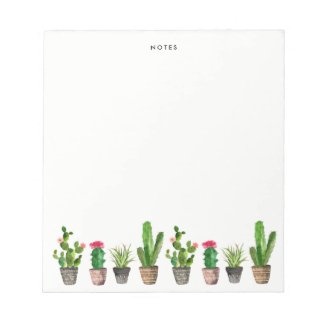 Boho Watercolor Succulents Personalized Notepad