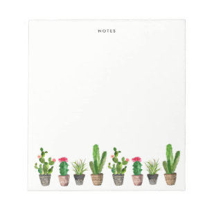 Boho Watercolor Succulents Personalized Notepad