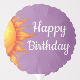 Boho Watercolor Sun Happy Birthday Party Foil Balloon