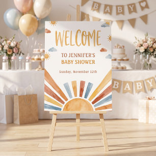 Boho Watercolor Sunburst Welcome Party Foam Board