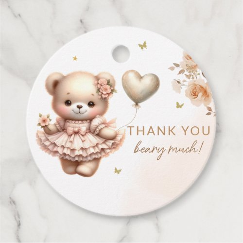 boho watercolor teddy bear baby shower thank you favor tags