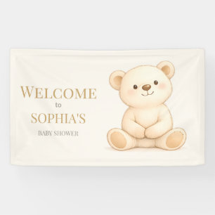 Boho Watercolor Teddy Bear Neutral Banner