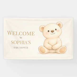 Boho Watercolor Teddy Bear Neutral Banner