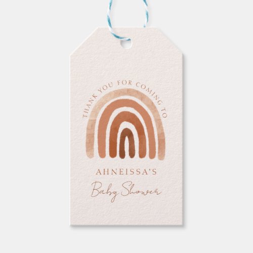 Boho Watercolor Terracotta Rainbow Baby Shower Gift Tags