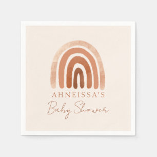 Boho Watercolor Terracotta Rainbow Baby Shower Napkins