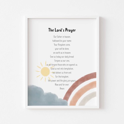 Boho watercolor the lords prayer poster
