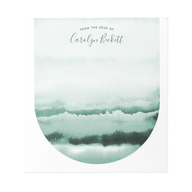 Boho Watercolor Tie-Dye Custom Notepad - Green (Front)