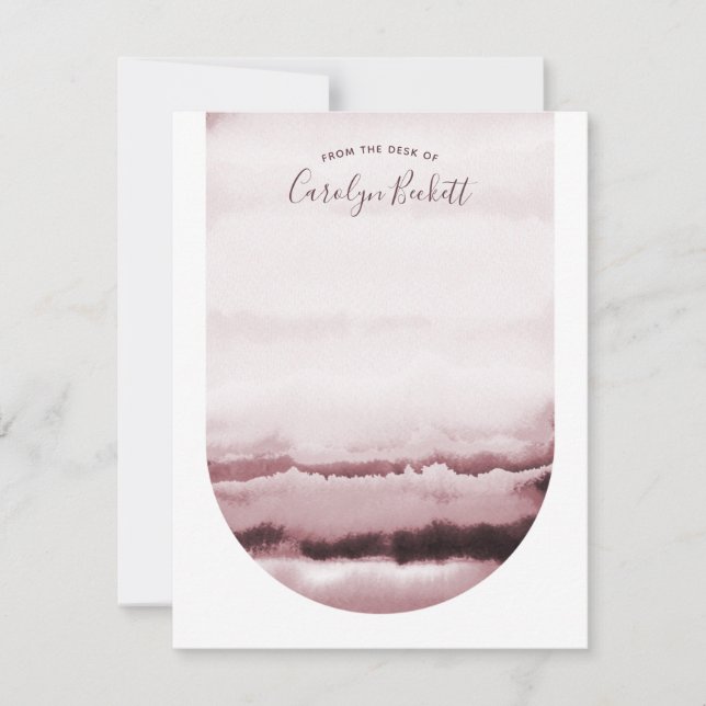 Boho Watercolor Tie-Dye Custom Stationery - Plum (Front)