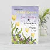 Boho Watercolor Tulips | Violets Bridal Shower Invitation (Standing Front)