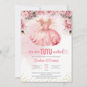 Boho watercolor tutu dress girl Baby Shower Invite