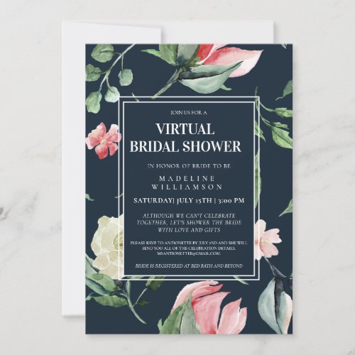  Boho Watercolor Virtual Bridal Shower Invitation 