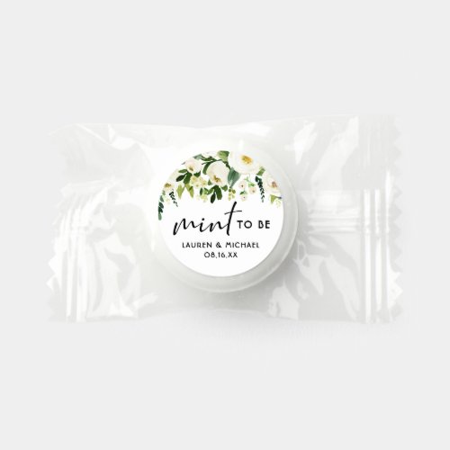 Boho Watercolor White Flowers Mint To Be Wedding Life Saver Mints