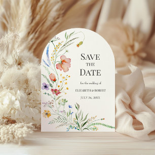 Boho Watercolor Wildflower Arch Save The Date Invitation