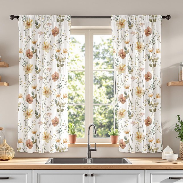 Boho Watercolor Wildflower Blackout Curtains (Creator Uploaded)